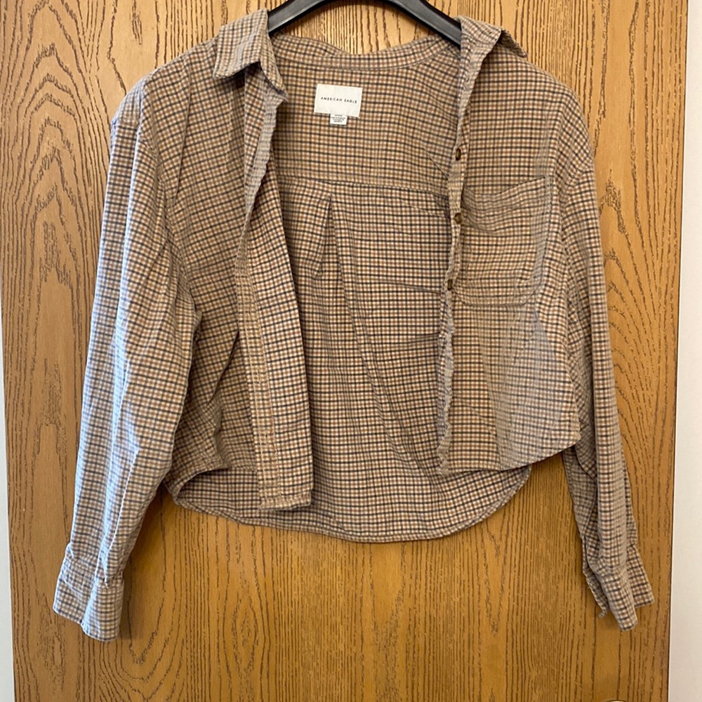 Cropped Plaid Corduroy Flannel